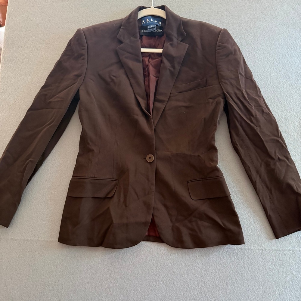 Ralph Lauren Bergdorf Goodman Wool Blend Blazer Brown Vintage Women Size 6